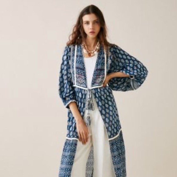 NWT Zara M/L Printed Kimono Robe with Embroidery - Picture 4 of 5